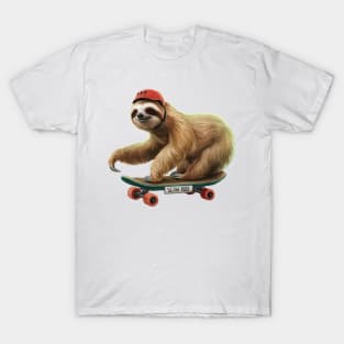 Chill Cruiser: Sloth Skateboarder T-Shirt